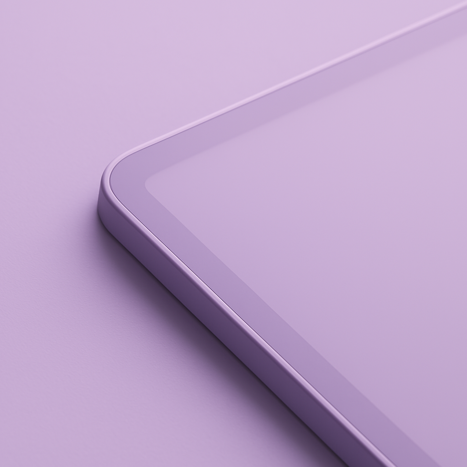 Close-up of the rounded glass edge of a device on a lavender background